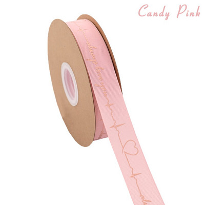 5 Yards Printed Always Love You Forever Grosgrain Κορδέλα Heartbeat Rose Golden Tape Δώρο γάμου Αγίου Βαλεντίνου Φιόγκος Χειροποίητη χειροτεχνία