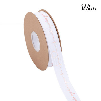 5 Yards Printed Always Love You Forever Grosgrain Κορδέλα Heartbeat Rose Golden Tape Δώρο γάμου Αγίου Βαλεντίνου Φιόγκος Χειροποίητη χειροτεχνία