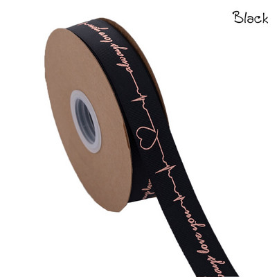 5 Yards Printed Always Love You Forever Grosgrain Κορδέλα Heartbeat Rose Golden Tape Δώρο γάμου Αγίου Βαλεντίνου Φιόγκος Χειροποίητη χειροτεχνία