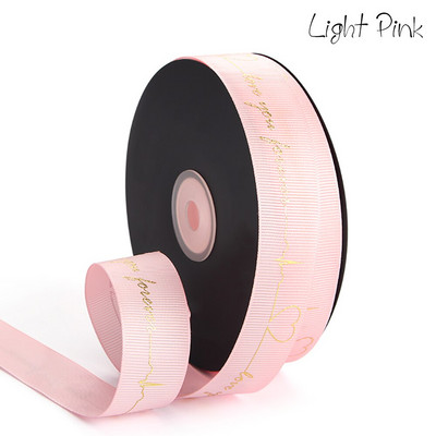 5 Yards Printed Always Love You Forever Grosgrain Κορδέλα Heartbeat Rose Golden Tape Δώρο γάμου Αγίου Βαλεντίνου Φιόγκος Χειροποίητη χειροτεχνία
