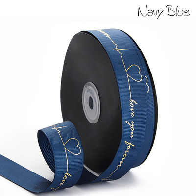 5 Yards Printed Always Love You Forever Grosgrain Κορδέλα Heartbeat Rose Golden Tape Δώρο γάμου Αγίου Βαλεντίνου Φιόγκος Χειροποίητη χειροτεχνία