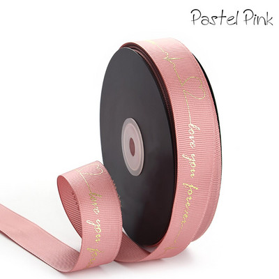 5 Yards Printed Always Love You Forever Grosgrain Κορδέλα Heartbeat Rose Golden Tape Δώρο γάμου Αγίου Βαλεντίνου Φιόγκος Χειροποίητη χειροτεχνία