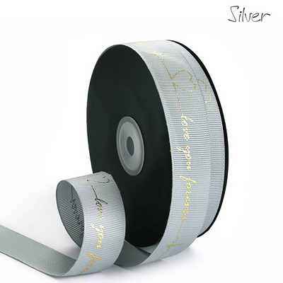 5 Yards Printed Always Love You Forever Grosgrain Κορδέλα Heartbeat Rose Golden Tape Δώρο γάμου Αγίου Βαλεντίνου Φιόγκος Χειροποίητη χειροτεχνία