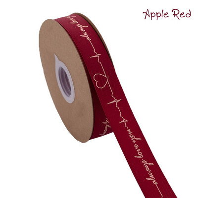 5 Yards Printed Always Love You Forever Grosgrain Κορδέλα Heartbeat Rose Golden Tape Δώρο γάμου Αγίου Βαλεντίνου Φιόγκος Χειροποίητη χειροτεχνία