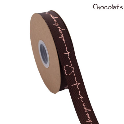 5 Yards Printed Always Love You Forever Grosgrain Κορδέλα Heartbeat Rose Golden Tape Δώρο γάμου Αγίου Βαλεντίνου Φιόγκος Χειροποίητη χειροτεχνία