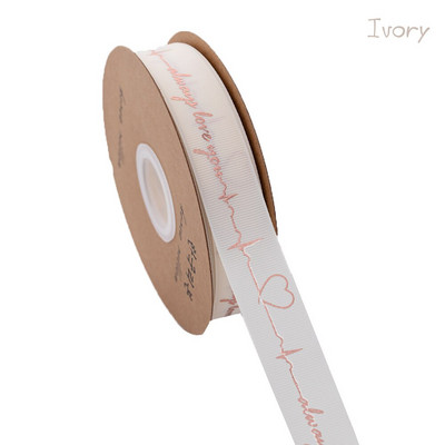 5 Yards Printed Always Love You Forever Grosgrain Κορδέλα Heartbeat Rose Golden Tape Δώρο γάμου Αγίου Βαλεντίνου Φιόγκος Χειροποίητη χειροτεχνία