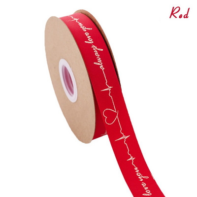 5 Yards Printed Always Love You Forever Grosgrain Κορδέλα Heartbeat Rose Golden Tape Δώρο γάμου Αγίου Βαλεντίνου Φιόγκος Χειροποίητη χειροτεχνία