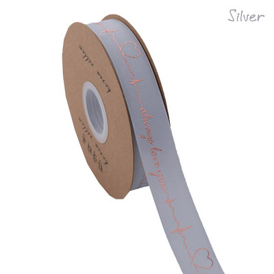 5 Yards Printed Always Love You Forever Grosgrain Κορδέλα Heartbeat Rose Golden Tape Δώρο γάμου Αγίου Βαλεντίνου Φιόγκος Χειροποίητη χειροτεχνία