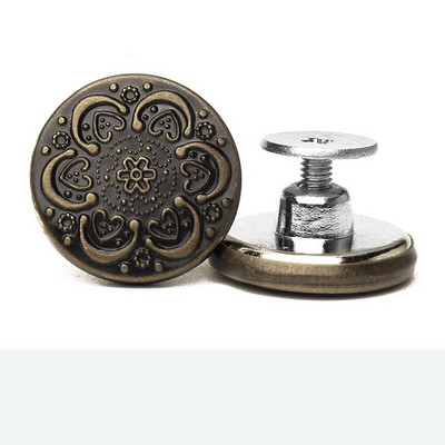 10 ks skrutkovacích bronzových kovových gombíkov na oblečenie, nohavice, džínsy, perfektne padnúce na nastavenie pásu, kovové gombíky na džínsy bez klincov so skrutkovačom