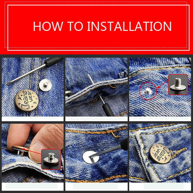 10 ks skrutkovacích bronzových kovových gombíkov na oblečenie, nohavice, džínsy, perfektne padnúce na nastavenie pásu, kovové gombíky na džínsy bez klincov so skrutkovačom