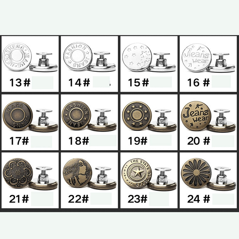 10 ks skrutkovacích bronzových kovových gombíkov na oblečenie, nohavice, džínsy, perfektne padnúce na nastavenie pásu, kovové gombíky na džínsy bez klincov so skrutkovačom