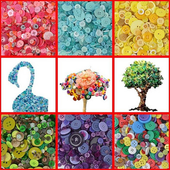 50g Партида пластмасови копчета с различни размери и различни цветове за шиене на скрапбукинг и ръчно изработени занаяти „направи си сам“ с различен цвят и стил