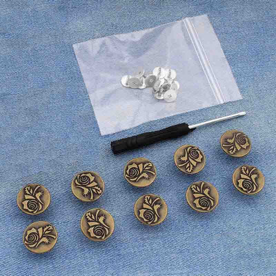 10 TK 17 mm teksanööbid Mehed Naised Õmblusvabad äravõetavad püksid Muuda vöökoha suurust nupud Kruvikeeraja saatmiseks tarvikud