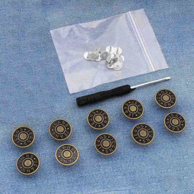 10 TK 17 mm teksanööbid Mehed Naised Õmblusvabad äravõetavad püksid Muuda vöökoha suurust nupud Kruvikeeraja saatmiseks tarvikud