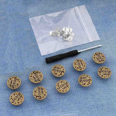 10 TK 17 mm teksanööbid Mehed Naised Õmblusvabad äravõetavad püksid Muuda vöökoha suurust nupud Kruvikeeraja saatmiseks tarvikud