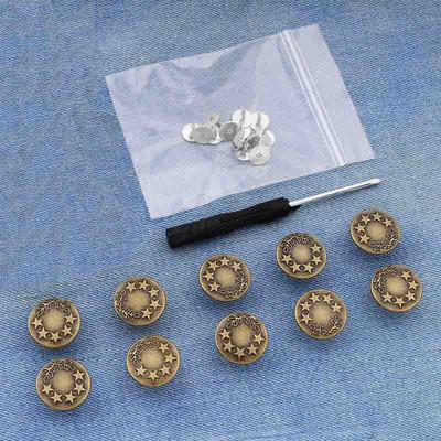 10 TK 17 mm teksanööbid Mehed Naised Õmblusvabad äravõetavad püksid Muuda vöökoha suurust nupud Kruvikeeraja saatmiseks tarvikud