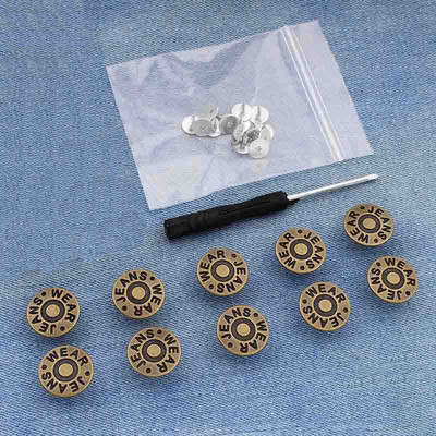 10 TK 17 mm teksanööbid Mehed Naised Õmblusvabad äravõetavad püksid Muuda vöökoha suurust nupud Kruvikeeraja saatmiseks tarvikud