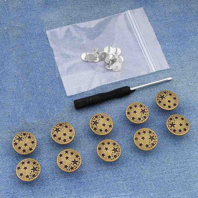 10 TK 17 mm teksanööbid Mehed Naised Õmblusvabad äravõetavad püksid Muuda vöökoha suurust nupud Kruvikeeraja saatmiseks tarvikud