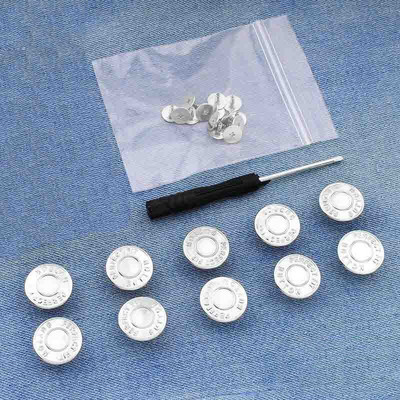 10 TK 17 mm teksanööbid Mehed Naised Õmblusvabad äravõetavad püksid Muuda vöökoha suurust nupud Kruvikeeraja saatmiseks tarvikud