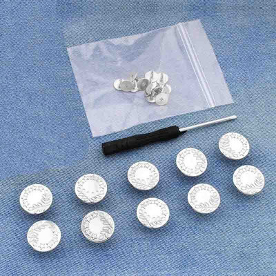 10 TK 17 mm teksanööbid Mehed Naised Õmblusvabad äravõetavad püksid Muuda vöökoha suurust nupud Kruvikeeraja saatmiseks tarvikud