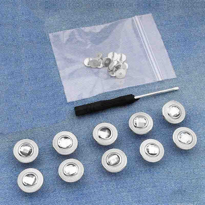 10 TK 17 mm teksanööbid Mehed Naised Õmblusvabad äravõetavad püksid Muuda vöökoha suurust nupud Kruvikeeraja saatmiseks tarvikud