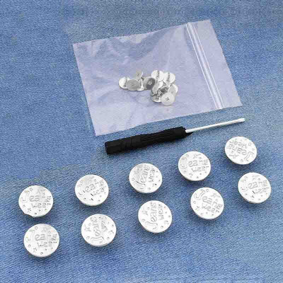 10 TK 17 mm teksanööbid Mehed Naised Õmblusvabad äravõetavad püksid Muuda vöökoha suurust nupud Kruvikeeraja saatmiseks tarvikud