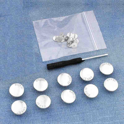 10 TK 17 mm teksanööbid Mehed Naised Õmblusvabad äravõetavad püksid Muuda vöökoha suurust nupud Kruvikeeraja saatmiseks tarvikud