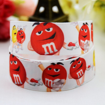 22mm 25mm 38mm 75mm Ruban satin M&M's bean Cartoon Printed Grosgrain Ribbon προμήθειες ραπτικής αξεσουάρ μαλλιών X-00902 10 Yards