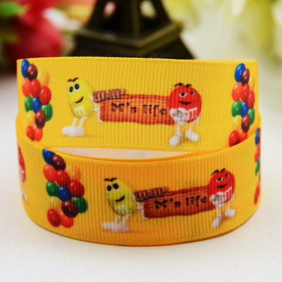 22mm 25mm 38mm 75mm Ruban satin M&M's bean Cartoon Printed Grosgrain Ribbon προμήθειες ραπτικής αξεσουάρ μαλλιών X-00902 10 Yards