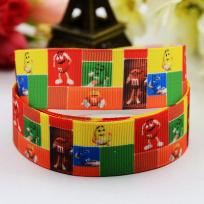 22mm 25mm 38mm 75mm Ruban satin M&M's bean Cartoon Printed Grosgrain Ribbon προμήθειες ραπτικής αξεσουάρ μαλλιών X-00902 10 Yards