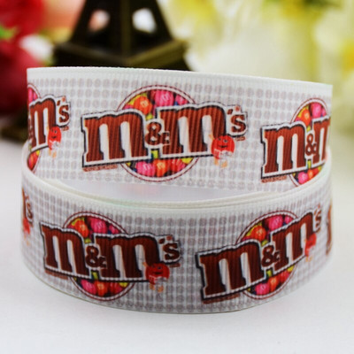 22mm 25mm 38mm 75mm Ruban satin M&M's bean Cartoon Printed Grosgrain Ribbon προμήθειες ραπτικής αξεσουάρ μαλλιών X-00902 10 Yards