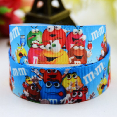 22mm 25mm 38mm 75mm Ruban satin M&M's bean Cartoon Printed Grosgrain Ribbon προμήθειες ραπτικής αξεσουάρ μαλλιών X-00902 10 Yards