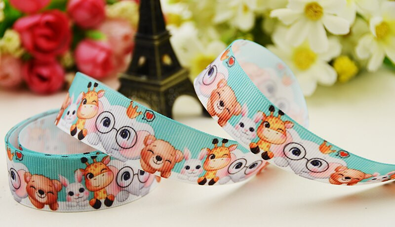 22mm 25mm 38mm 75mm Animale Personaj de desene animate imprimate Panglică Grosgrain Decor pentru petrecere 10 Yards X-05300