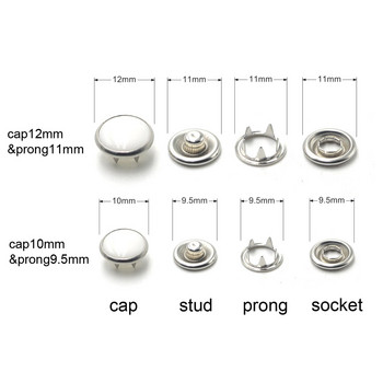KALASO 20Sets Pearl Fasteners Ring Studs Snap Buttons Poppers 10mm 12mm for DIY Craft Supplies
