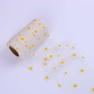 Panglici de imprimare cu crizanteme de 25 de metri și 60 mm Panglici din organza din dantelă pentru decorarea nunții Pachet cadou Artizanat cu arc artizanat manual