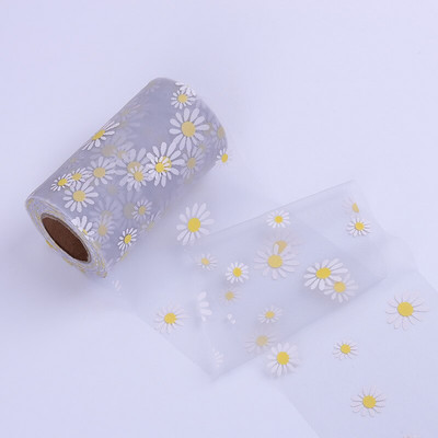 Panglici de imprimare cu crizanteme de 25 de metri și 60 mm Panglici din organza din dantelă pentru decorarea nunții Pachet cadou Artizanat cu arc artizanat manual