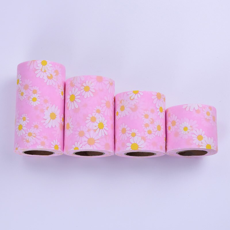 Panglici de imprimare cu crizanteme de 25 de metri și 60 mm Panglici din organza din dantelă pentru decorarea nunții Pachet cadou Artizanat cu arc artizanat manual