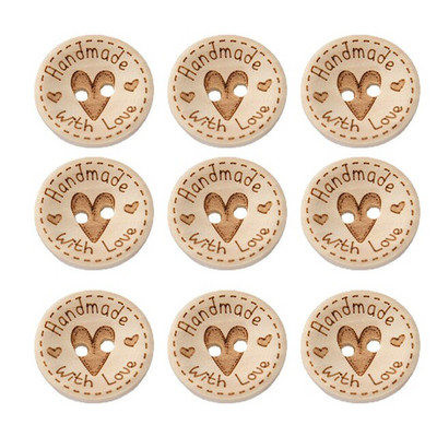 100 buc/lot nasturi din lemn, decorare pentru îmbrăcăminte, decor de nuntă, scris manual, dragoste, meșteșuguri, albume de albume pentru accesorii de cusut
