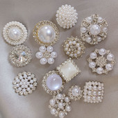 5 vnt gėlės formos perlų kalnų krištolas sagos Drabužiai paltas megztinis Spustelėjimo sagos dekoratyvinis