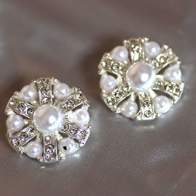 5 vnt gėlės formos perlų kalnų krištolas sagos Drabužiai paltas megztinis Spustelėjimo sagos dekoratyvinis