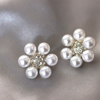 5 vnt gėlės formos perlų kalnų krištolas sagos Drabužiai paltas megztinis Spustelėjimo sagos dekoratyvinis