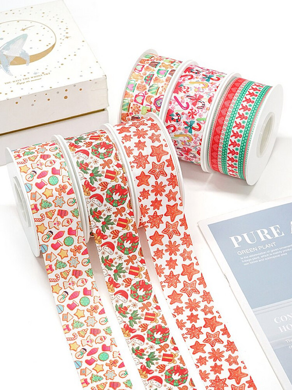 Jõulupäeva paelad Grosgrain/satiinipael, trükitud pael käsitöö kaunistamiseks 10 jardi 67480