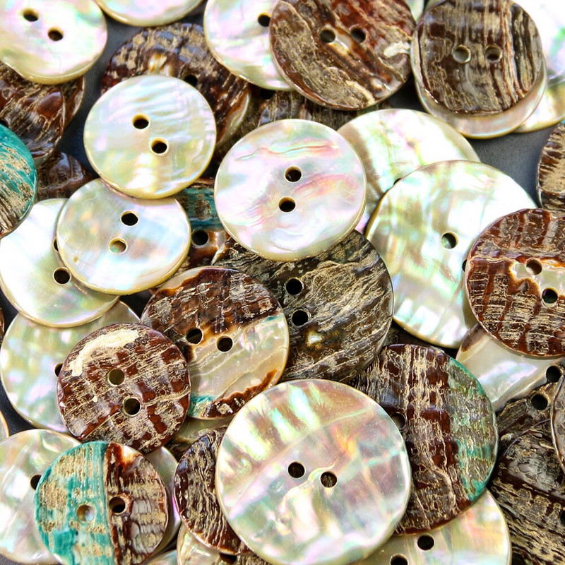 20 de bucăți natural abalone sidef orbitor Shell nasturi cu 2 găuri cu spate plat Aprovizionare cusut artizanat cămașă DIY Decor Scrapbooking
