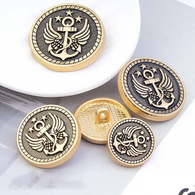 10 vnt. metalinių sagų aukščiausios klasės kostiumas, senovinis auksinis apvalus paltas, dekoratyviniai sagų priedai