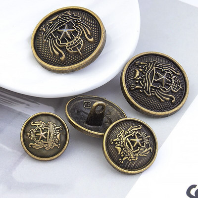 10 vnt. metalinių sagų aukščiausios klasės kostiumas, senovinis auksinis apvalus paltas, dekoratyviniai sagų priedai