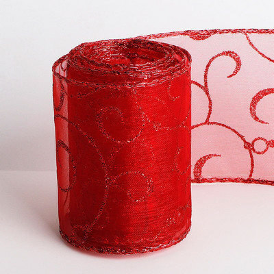 10 jardi/rola 63 mm svjetlucave božićne vrpce od organze, otisnute zvjezdice, pahuljice, za zamatanje poklona za božićno drvce