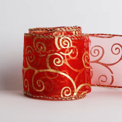 10 jardi/rola 63 mm svjetlucave božićne vrpce od organze, otisnute zvjezdice, pahuljice, za zamatanje poklona za božićno drvce