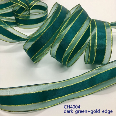 Χρυσό Ασημί Lurex Organza Σατέν Κορδέλα 2,2cm 10Y για Δώρο Floral Συσκευασία Χειροποίητο Craft Bows Party Wedding Christmas Deco