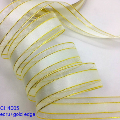 Χρυσό Ασημί Lurex Organza Σατέν Κορδέλα 2,2cm 10Y για Δώρο Floral Συσκευασία Χειροποίητο Craft Bows Party Wedding Christmas Deco