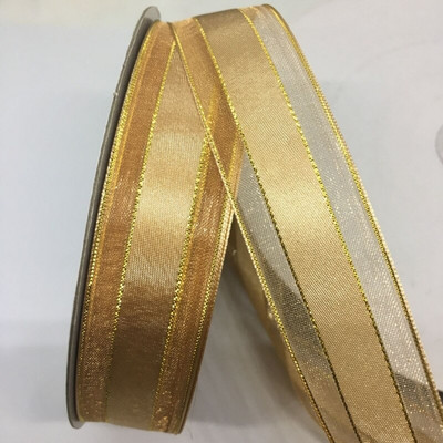 Χρυσό Ασημί Lurex Organza Σατέν Κορδέλα 2,2cm 10Y για Δώρο Floral Συσκευασία Χειροποίητο Craft Bows Party Wedding Christmas Deco